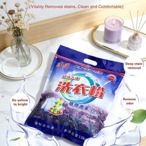 1.5KG Eco Friendly Lavender Scent Laundry Detergent Powder Deep Cleaning Long Lasting Removes Tough Stains for Hand Wash