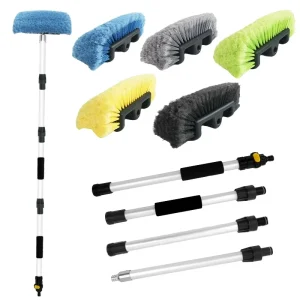1.5m Snow Brush Aluminum Alloy Telescopic Pole Water Through Detachable Soft Bristle Spray Brush Set