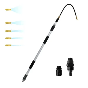 1.8 Meter Aluminum Telescoping Gutter Cleaning Tool with EVA Grip Water Spray Wand Reusable for High Gutter Debris Removal