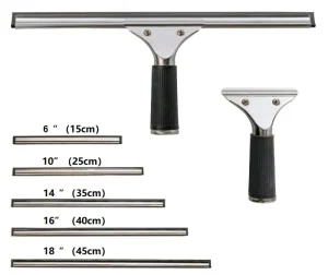 10”/14”/16”/18” Adjustable Durable Telescopic Aluminium Pole Window Cleaner Squeegee Black Rubber Plastic Handle Black Color