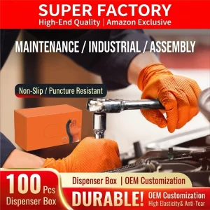 10 Mil Diamond Grip Disposable Nitrile Gloves Black for Heavy Duty Automotive Chemical Use Food Touch Screen Anti Static