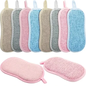 10-Piece Multipurpose Kitchen Scrub Sponges Non-Scratch Microfiber Reusable Scouring Pads for Dishes & Pots (Mixed Colors)