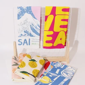 100% Cotton Eco-Friendly Printed Customizable Dish Towel Decorative Kitchen Tea Towel Hand Towel Hanging Loop Bulk Supply