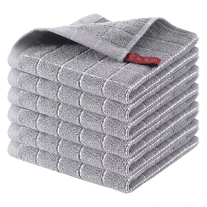 100% Cotton Jacquard Woven Plaid Thick Highly Absorbent Waffle Textured Square Dishcloth Face Towel Kitchen Cleaning