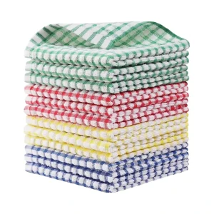 100% Cotton Kitchen Dishcloths 12×12 Inches Mixed Colors Wash Cloths Dish Towels Sets for Washing Dishes Scrubbing