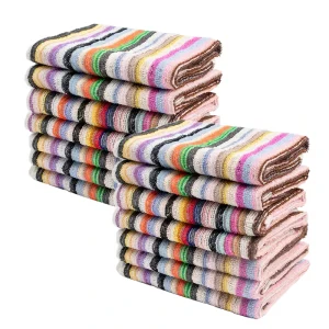 100% Cotton Quick-Dry Soft Absorbent Stripes Kitchen Towels Weave Cleaning Cloths Hand Towel for Kitchen