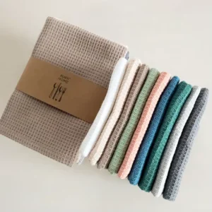 100% Cotton Solid Color Waffle Weave Kitchen Towels Custom square Tea Towel Set