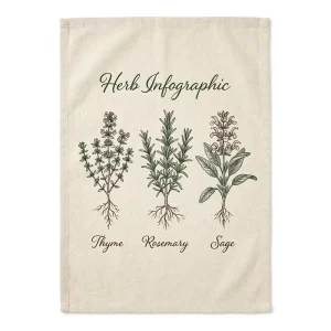 100% Cotton Tea Towels Kitchen Herb Greenhouse Botanical Glasshouse Print Kitchen Towels 40x60cm