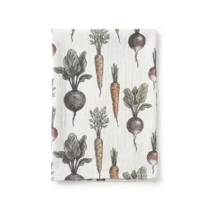 100% Cotton Tea Towels Organic Vegetable Garden Root Veggies Sketch Kitchen Towels 40x60cm