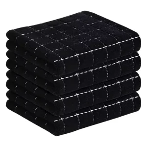 100% Cotton Terry Kitchen Towels 4 Pack Ultra Soft Absorbent Non-fluffing Quick Drying Checkered Design Hand Wash Only