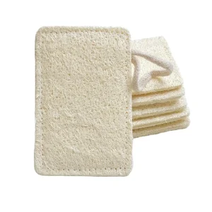 100% Loofah Vegetable Scrubber Biodegradable Compostable Square 4mm Thick High Absorption Zero Waste Sponge Scouring Pads