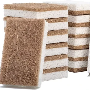 100% Natural Biodegradable Coconut Sponge Household Mesh Wash Cleaning Scouring Pad Cellulose Sponge for Kitchen