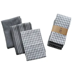 100% Natural Cotton Kitchen Towels 3pcs Set Quick Dry Dish Cloth Absorbent Lint Free Machine Tableware Classic