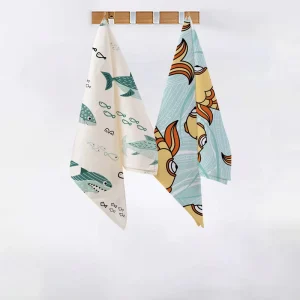 100% Organic Cotton Custom Kitchen Towels Floral Pattern Multi coloured High Quality Eco Friendly Quick Dry Cleaning Napkins