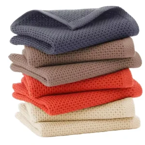 100% Organic Cotton Waffle Weave Kitchen Dish Cloths Quick Dry Pure Color Towel for Washing and Cleaning