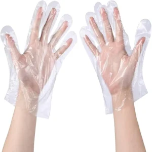100 Pcs Plastic Disposable Gloves Lightweight Polyethylene Waterproof Gloves for Cooking Food Prep Clear