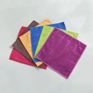 100% Polyester Grid patterned Cleaning Rags Multi Purpose 25*25cm Dish Towels for Kitchen