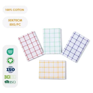 100% Pure Cotton Checkered Kitchen Tea Towel Eco-Friendly Super Absorbent and Quick Drying Cleaning Towel