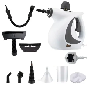 1050W Handheld Multi Surface Steam Cleaner with 9 Pcs Accessories 3 Bar Pressure for Home Car Hotel Cleaning