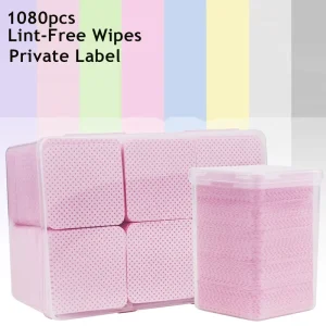 1080pcs Lint Free Nail Wipes Gel Cleansing Tissue Private Label Nail Polish Remover Pads Nail Art Beauty Cleaning Care Tool