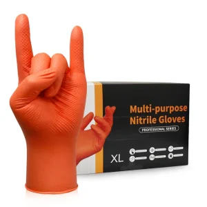 10mil Black Orange Mechanical Heavy Duty Powder Free Disposable Nitrile Work Gloves Diamond