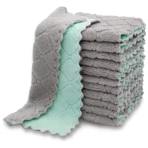 10pcs Kitchen Cloth Dish Towels Super Absorbent Coral Velvet Dishtowels Nonstick Oil Washable Fast Drying