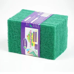 10pcs set Green Polyester Diamond Scouring Pads Kitchen Cleaning Heavy Duty Scrub Sponge Dish Scrubber 0.8cm Thick Strong