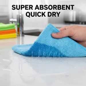 11.5″X11.5″ Microfiber Square Cleaning Cloths 10 Pack Kitchen Towels 5 Color Assorted Dry Glass Rag Wet Dry Use Easy Cleaning