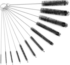11pcs Flexible Drain Brush Straw Cleaner Set 61Inch Stainless Steel Double Ended Hose Brush 7.9Inch Nylon Long Cleaning Brush