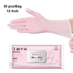 12 Inch 7g Disposable Household Nitrile Gloves Soft Light 30 50pcs bag in Four Colours Powder Free Waterproof Single Use