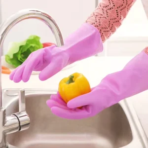 12 Inch Latex Rubber Household Gloves Waterproof Anti-Oil Kitchen Dishwashing Gloves