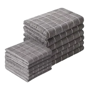 12-Pack Commercial Square Microfiber Towels Set Modern 16″x24″ Kitchen Dish Shop Cloths 550GSM Hygienic NSF Certified