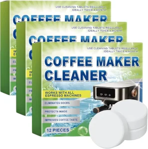 12 Pcs Coffee Machine Cleaning Tablets Deep Clean Compatible with All Types of Commercial and Residential Models Coffee Machines