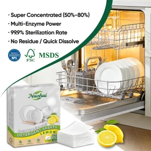 120 Loads Biodegradable Concentrated Automatic Kitchen Solid Dish Cleaning Sheets