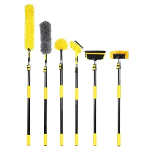 12ft Lightweight Plastic Telescopic Duster Cobweb Brush Wash Brush Window Wiper Set