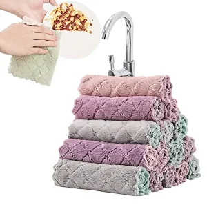 12pcs Turkish Style Square Polyester Kitchen Dish Wash Cloth Oil free Super Absorbent Cleaning Towel 25x25cm
