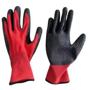 13 Needle Red Nylon Latex Wrinkle Gloves Anti static Non slip Durable Protective Gloves for Construction Site Labor