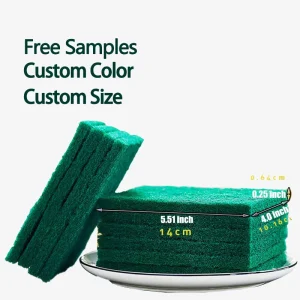 15*10*0.8mm Eco Friendly Foaming Heavy Duty Green Square Sponge Scrubber Kitchen Dishwashing Reusable Scrubbing Pad