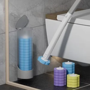 15 Pcs Refills Disposable Toilet Brush and Holder Set for Bathroom Toilet Cleaning Brush