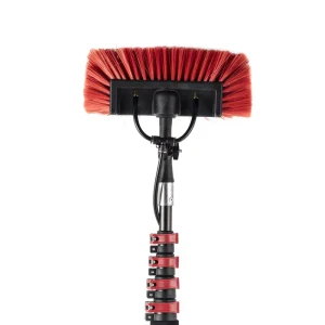 15ft Aluminum Telescopic Water Fed Brush with 12inch Brush Head for Solar Panel Window Exterior Wall Cleaning