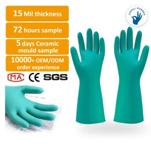 15mil Green Color No MOQ Thickened Diamond Grip Rubber Beauty Food Catering Household Work Kitchen Gloves