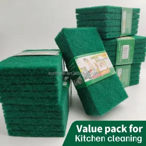 15×10 Eco-Friendly Foaming Heavy Duty Green Square Sponge Scrubber Kitchen Dishwashing Reusable Scrubbing Pad