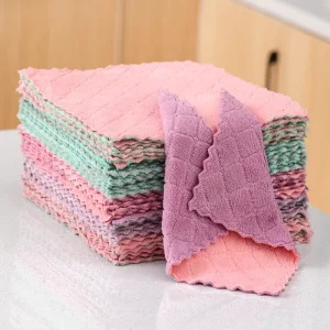 16*27cm Kitchen Dishcloths Reusable Dish Towels Dish Cloths Absorbent Coral Fleece Cleaning Cloths
