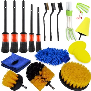 17PCS Car Dust and Dirt Cleaning Tool Kit Cleaner Auto Detailing Brush Set Car Washer Cleaning Kit for Automotive Washing