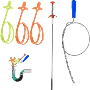 19.6 Inch 5 in 1 Sink Snake Cleaner Disposable Drain Auger Hair Catcher and Sink Dredge Effective Drain Clog Remover