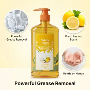 1kg Eco Friendly Dishwashing Liquid Detergent with Lemon Fragrance 5%-15% Active Ingredients