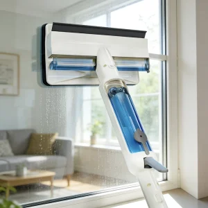 2 Cloths Bathroom Cleaning Brush Eco Friendly Long Handle Stainless Steel Spray Window Cleaner for Kitchen Window Cleaning