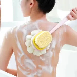 2 In 1 Exfoliation Massage Body Shower Ball Brush Soft Bristle Long Handle Cleaning Bush