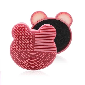 2 in 1 Brush Cleanser Sponge Bear Shaped Quick Remover Cleaner Silicone Makeup Brush Clean Mat Cosmetics Brush Cleaning