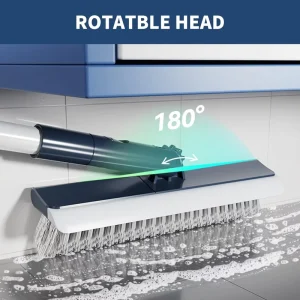 2 in 1 Cleaning Scrub Brush Grout Brush Scrape Floor Scrub Brush with Long Handle V Shape Stiff Bristle Brush